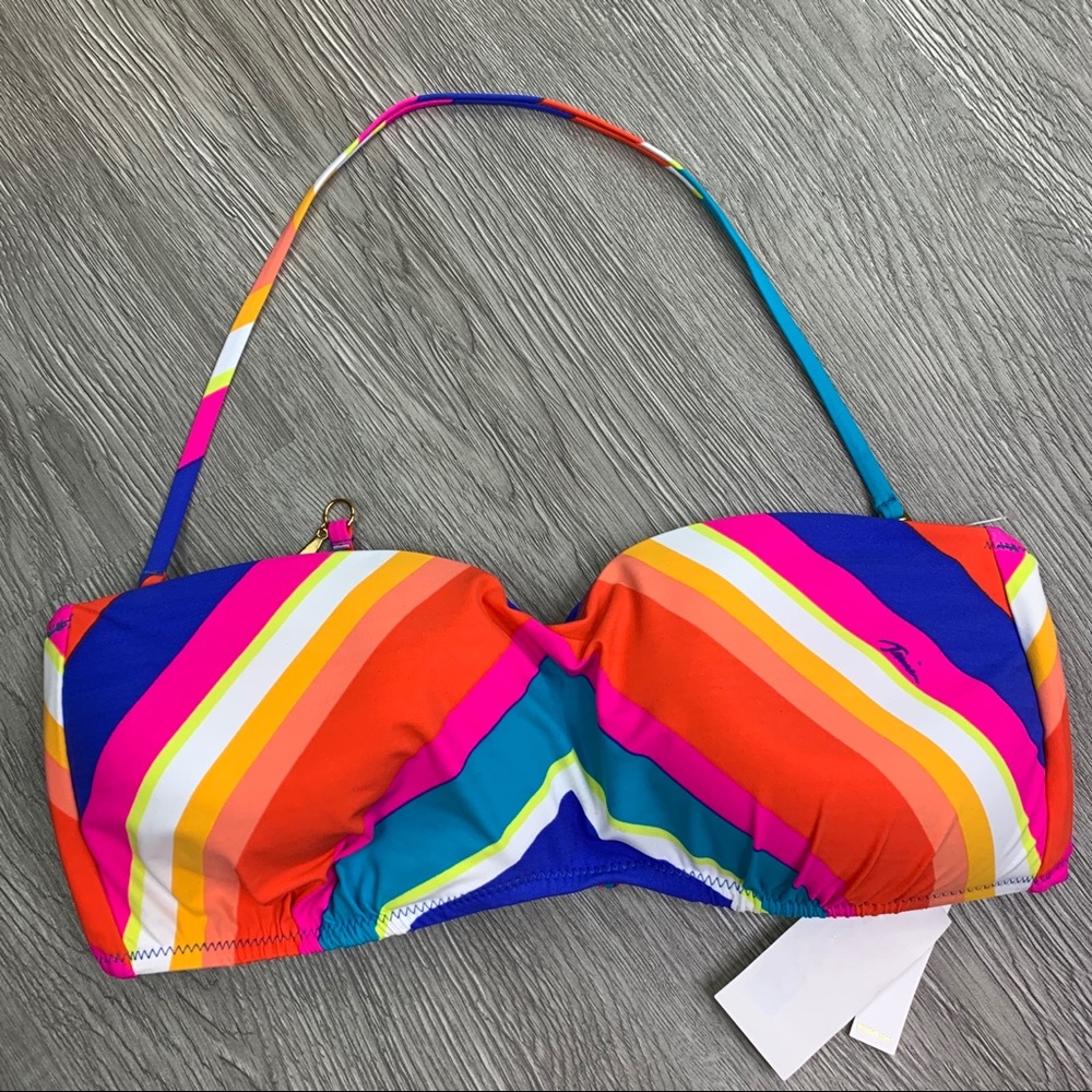 Trina Turk Rainbow Striped Bikini Top, 12